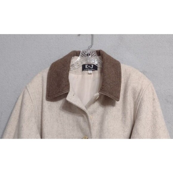 VTG Wool Womens Coat- Embroidery Bears- E&J/LA Mode- Sz L- Oatmeal- Canada- NICE - Picture 6 of 9